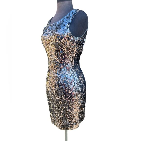 Express Blue and Silver Sequin Mini Dress - Picture 2 of 7